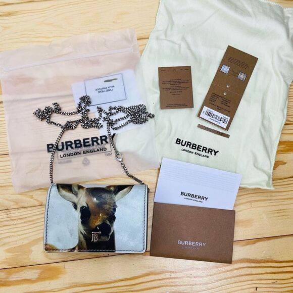 Burberry Jessie Bambi Deer Chain Card Case Wallet Mini Micro Bag Rare TB Bag - Picture 2 of 10